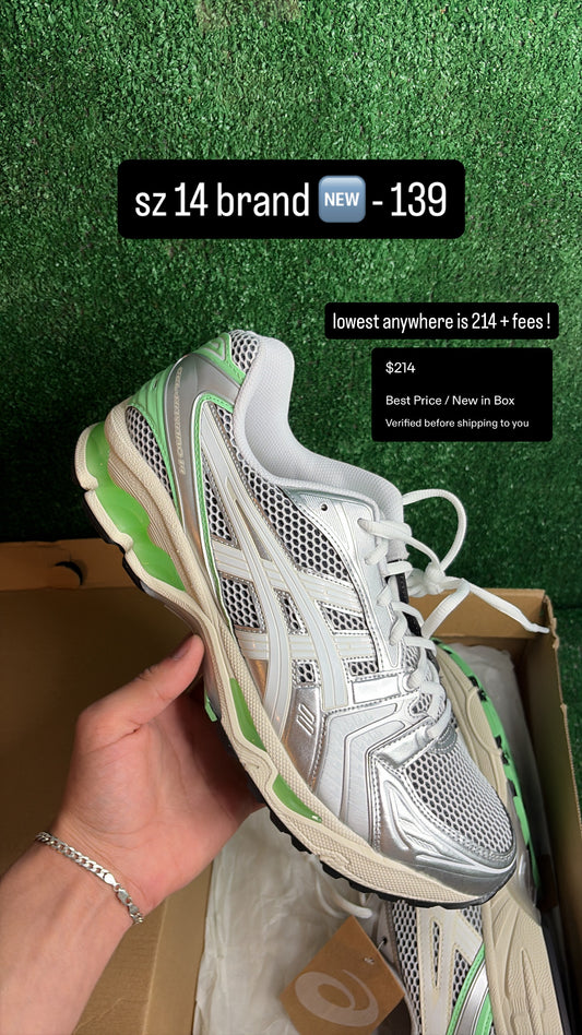 Asics Gel Kayano 14 Silver Lime Size 14