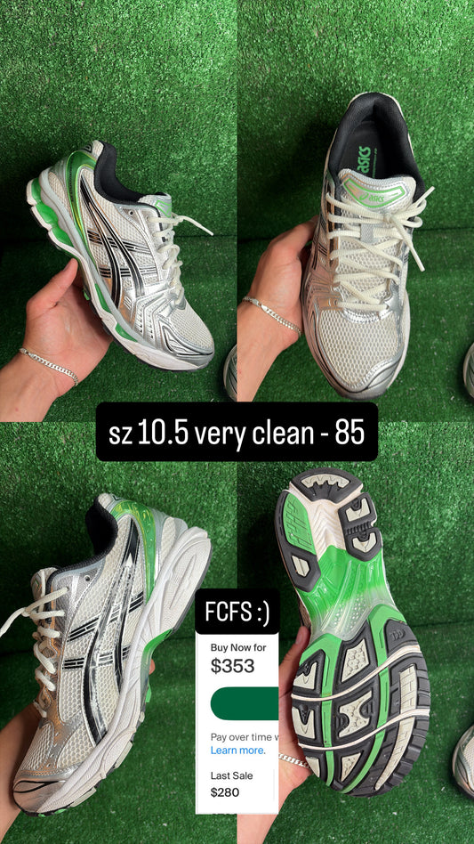 Asics Gel Kayano 14 Malachite Green Silver Size 10.5