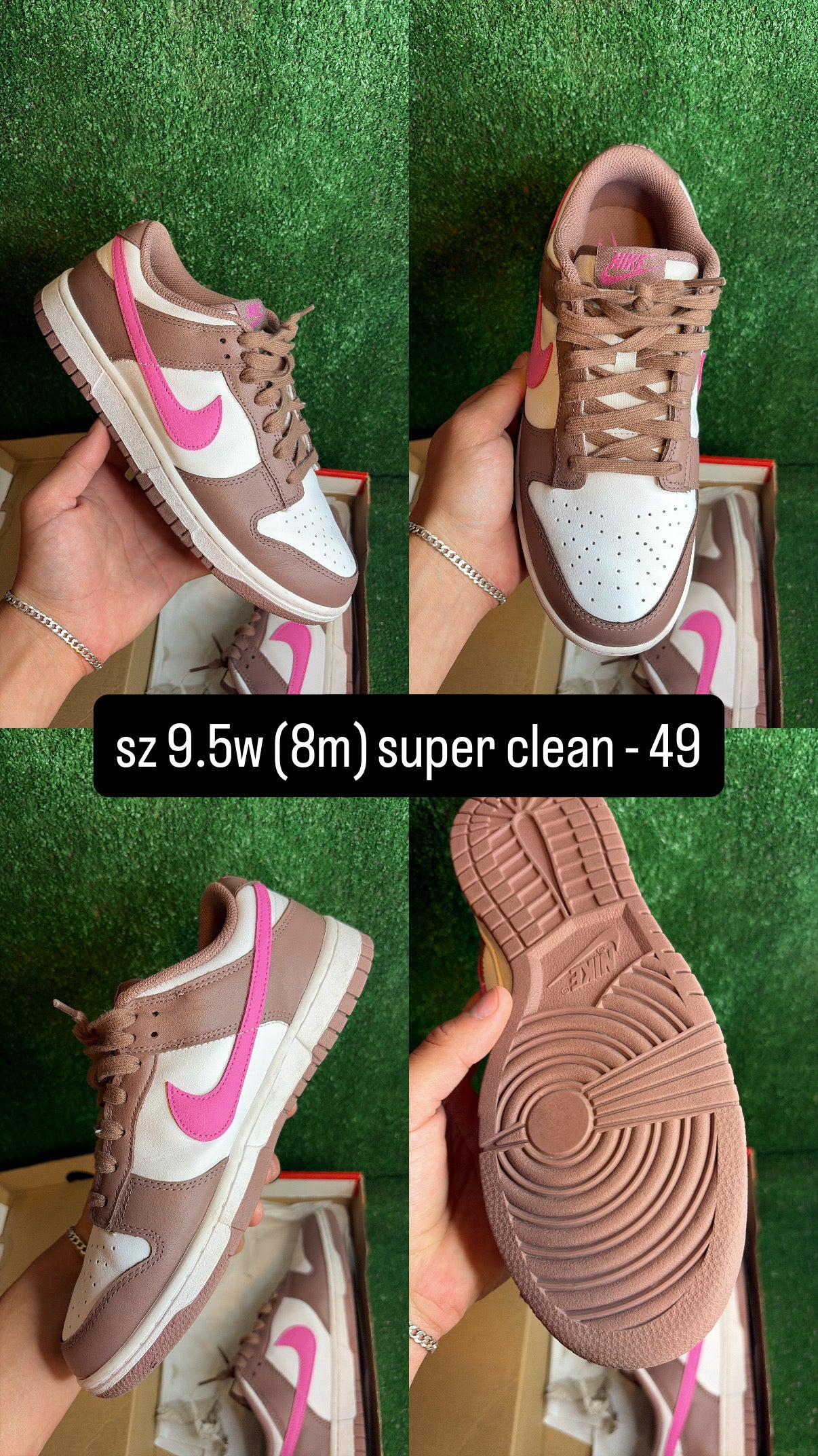 Nike Dunk Low Muave Brown Pink Size 8m (9.5w)