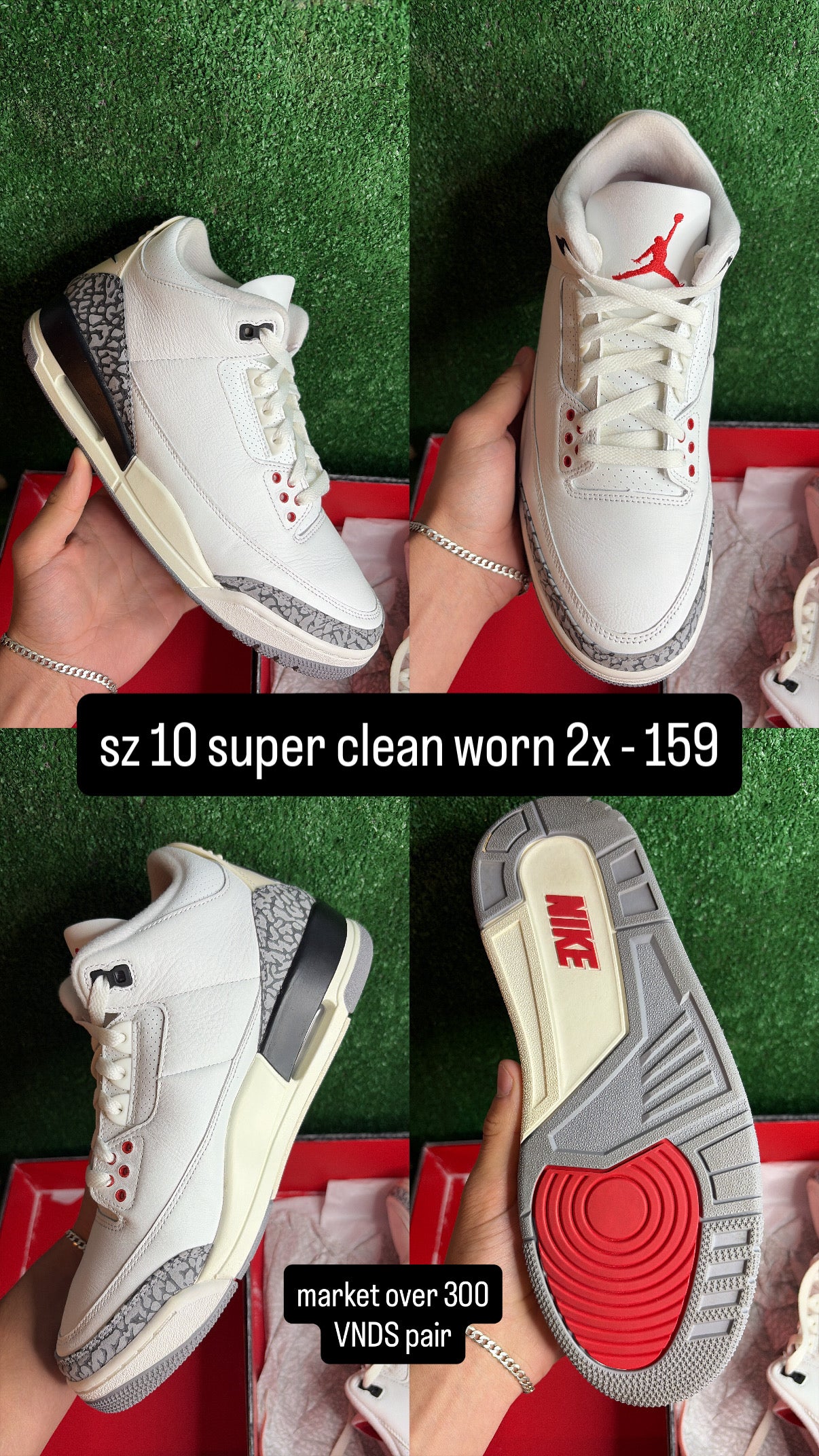 Jordan 3 White Cement Size 10