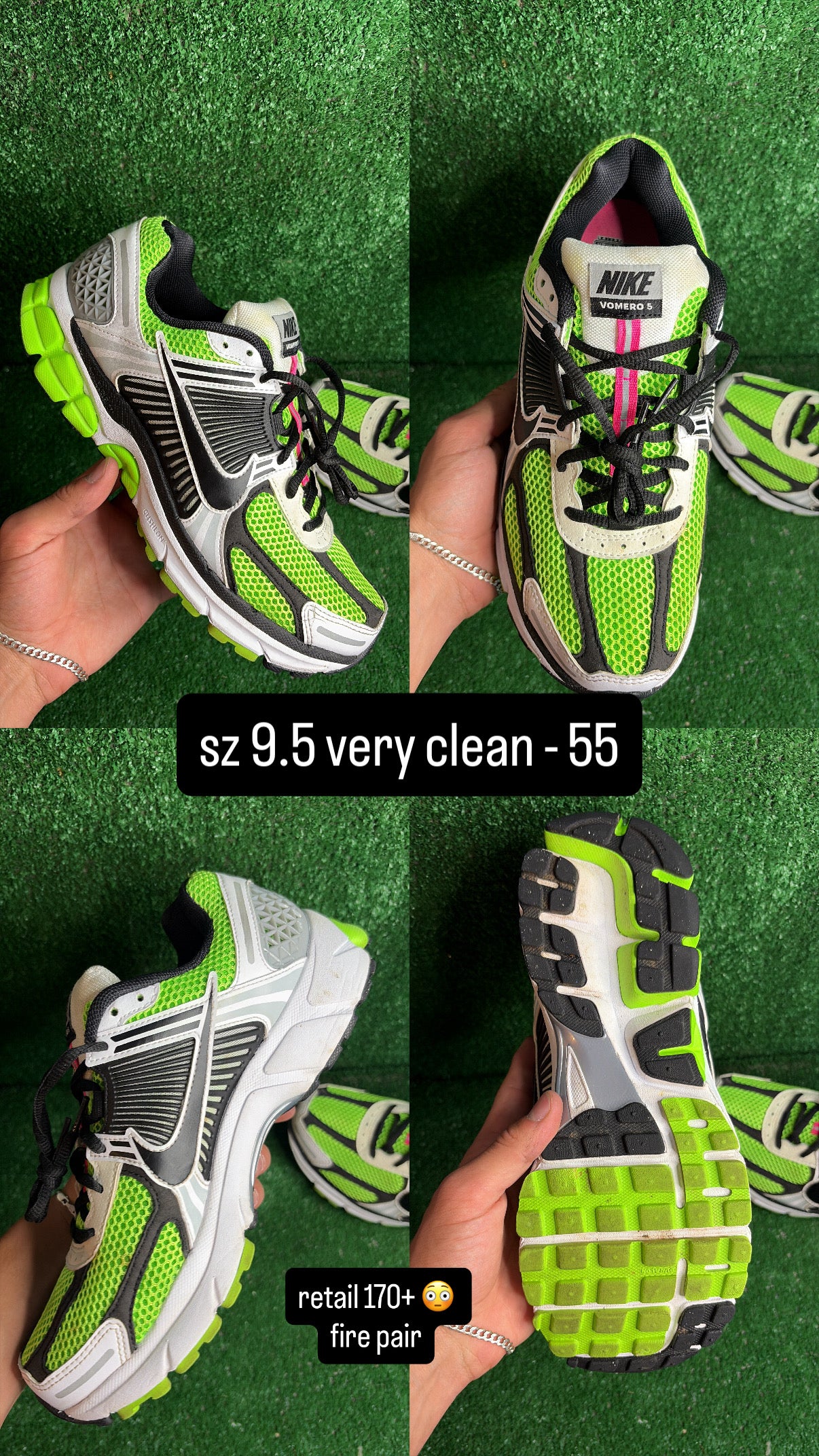 Nike Vomero 5 Black Lime Pink Size 9.5