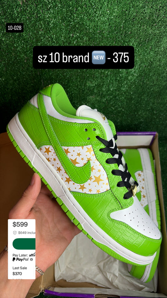 Nike Dunk Low SB Supreme Stars Green Size 10