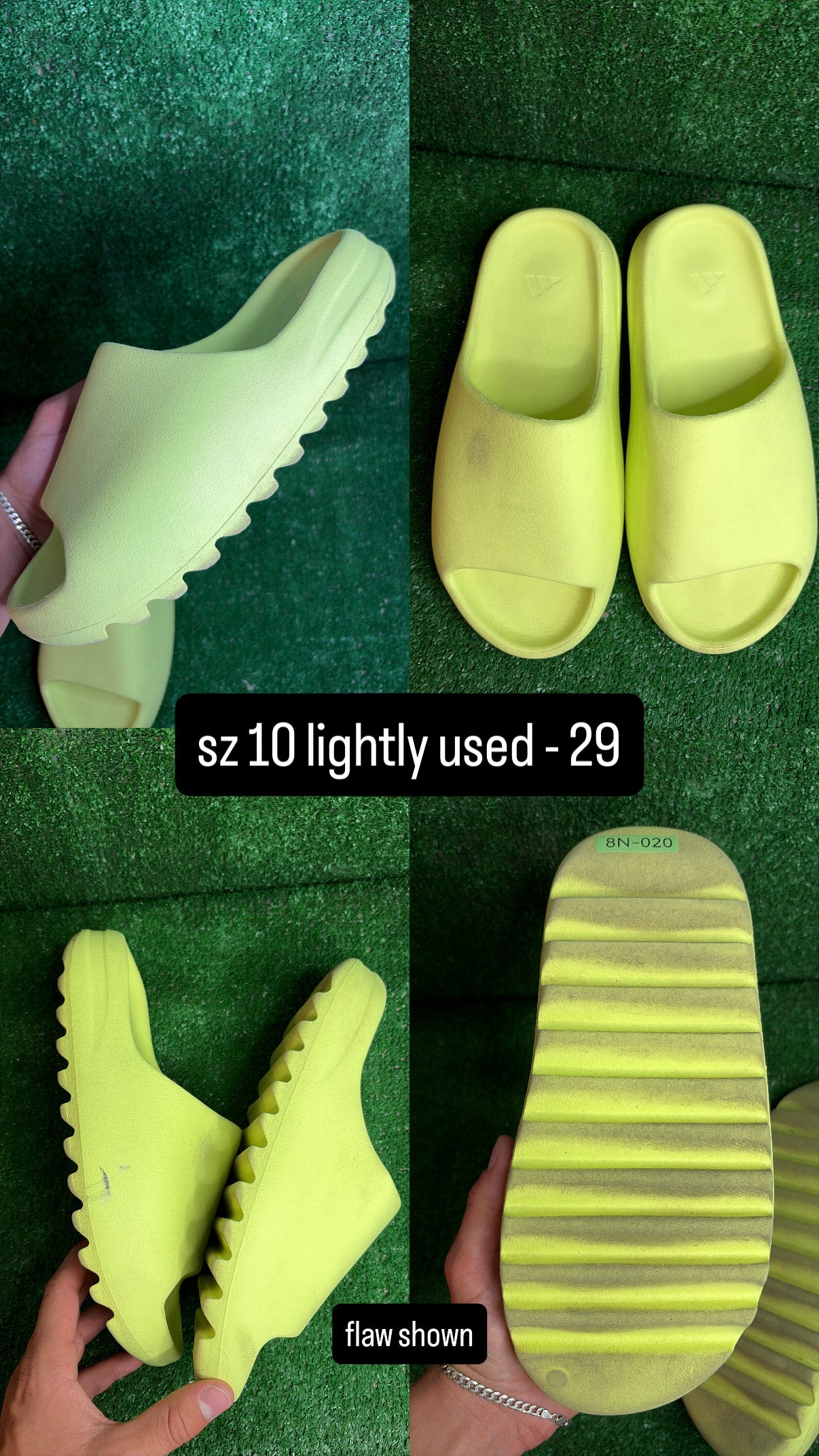 Yeezy Slide Green Glow Size 10