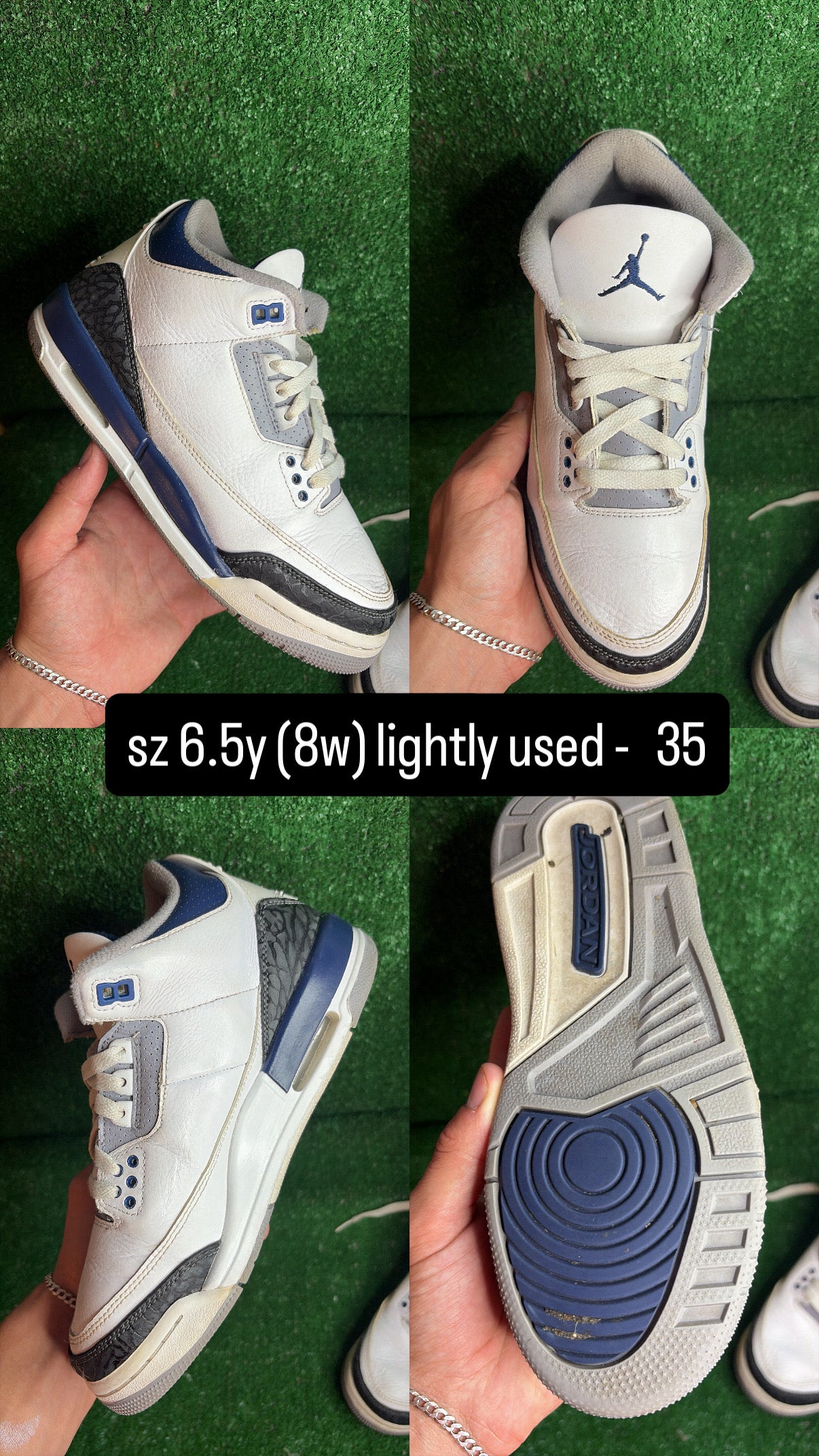 Jordan 3 Midnight Navy Size 6.5 (8w)