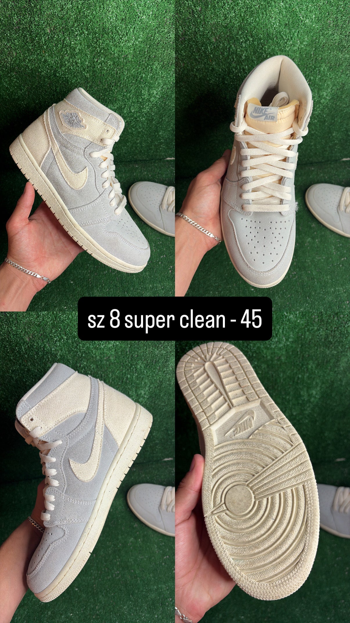 Jordan 1 High Cream Grey Size 8