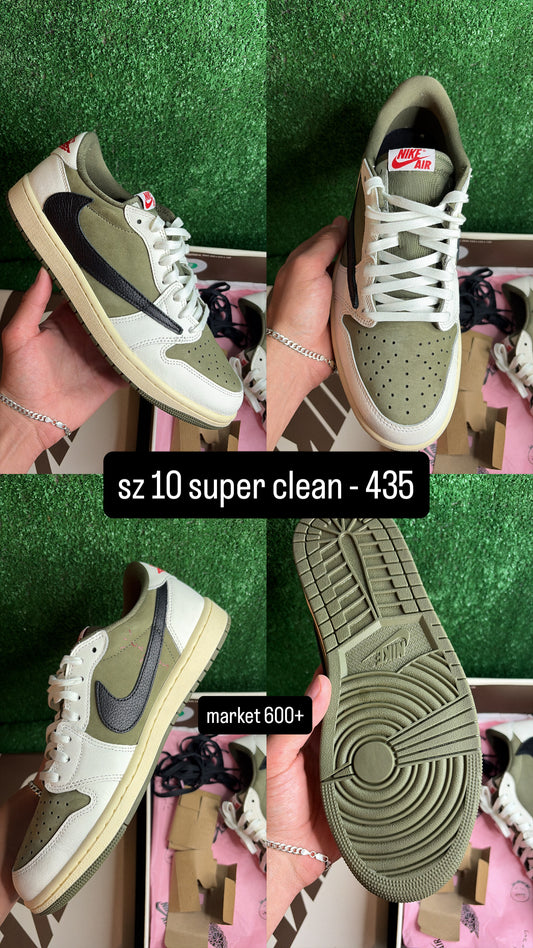 Jordan 1 Low Travis Scott Medium Olive Size 10