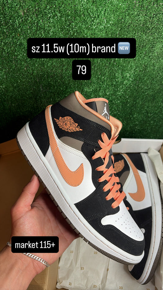 Jordan 1 Mid Peach Mocha Size 10m (11.5w)