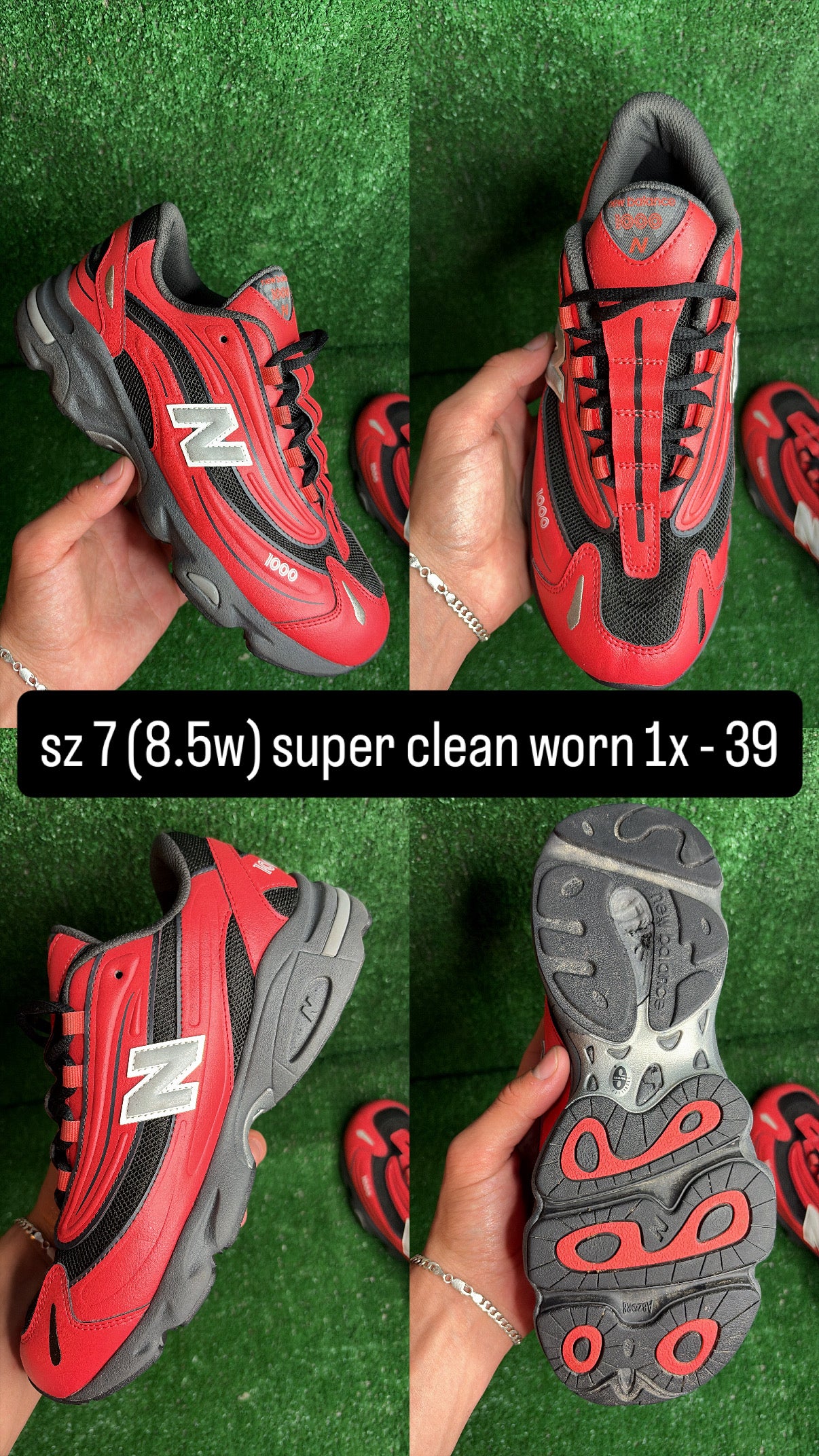 New Balance 1000 Black Red Size 7 (8.5w)