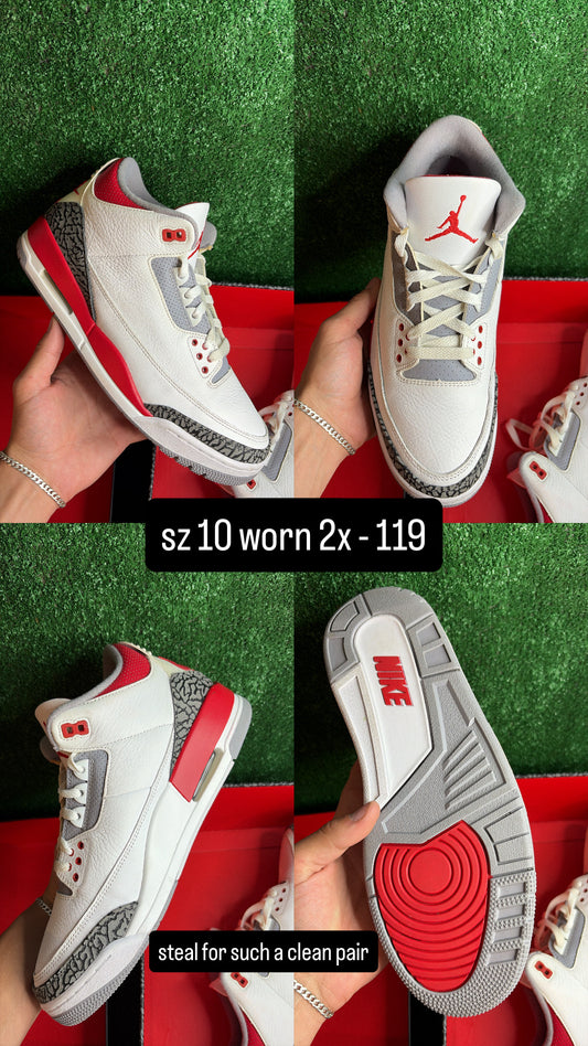 Jordan 3 Fire Red Size 10