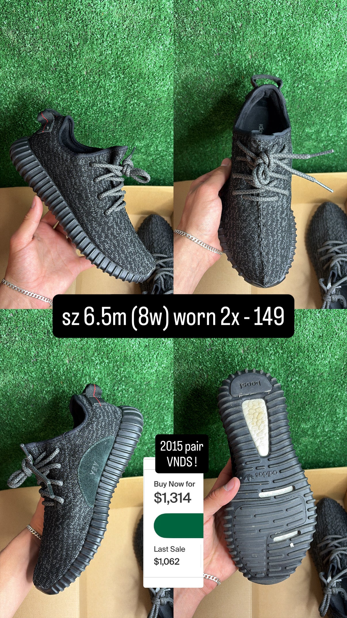 Yeezy 350 V1 Pirate Black (2015) Size 6.5m (8w)