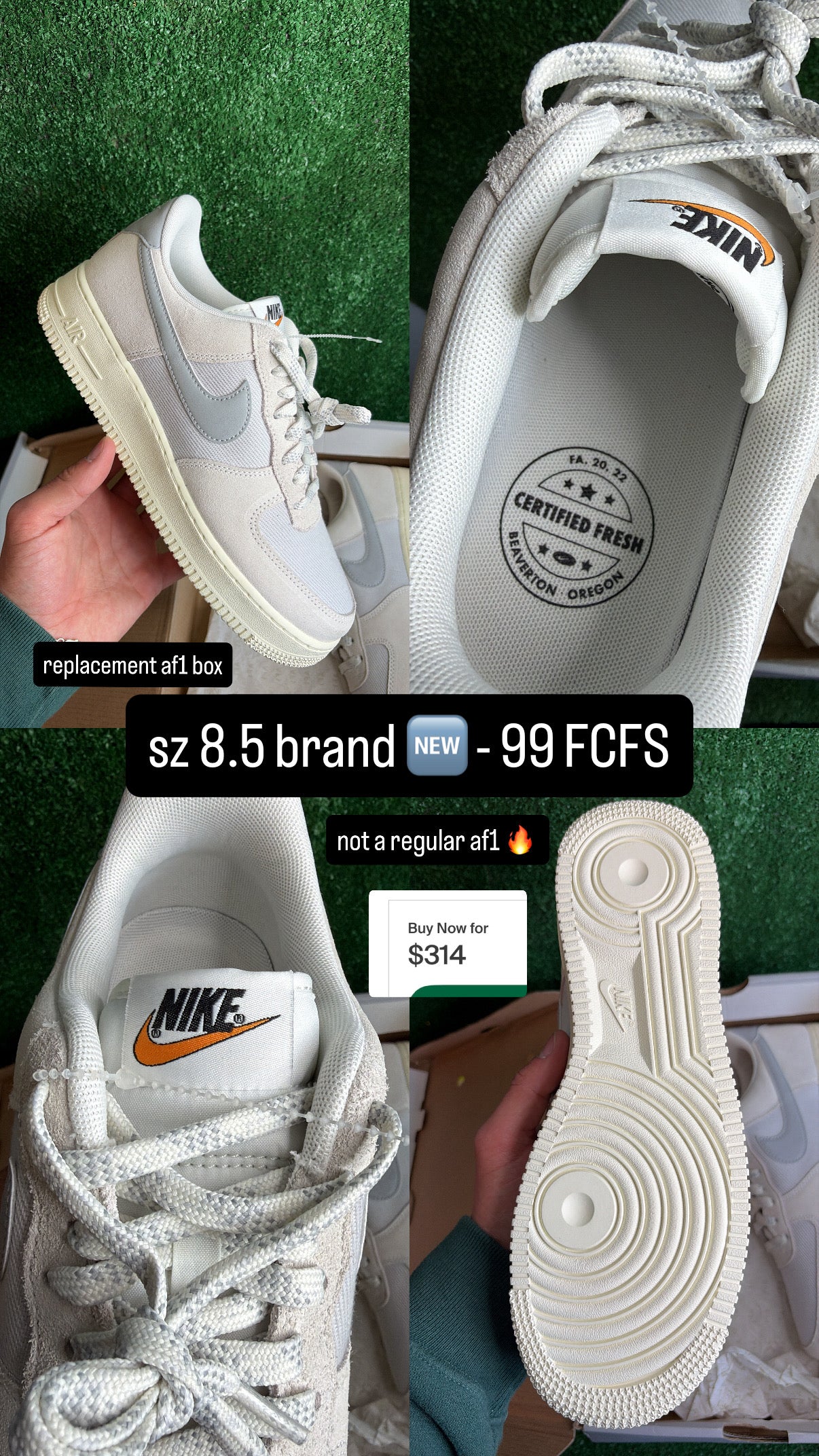 Nike Air Force 1 Low Certified Fresh Photon Dust Size 8.5