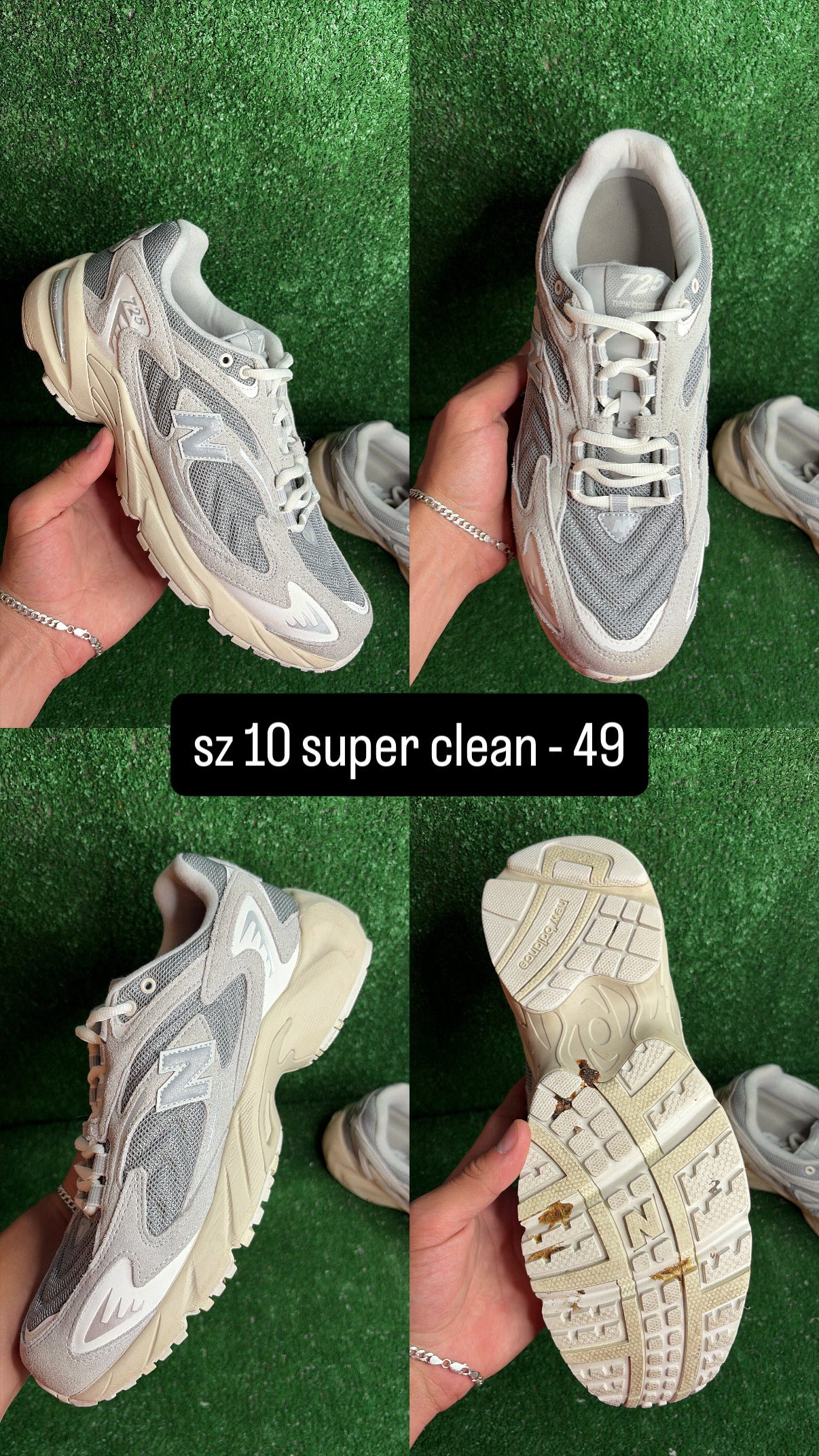 New Balance 725 White Cream Grey Size 10