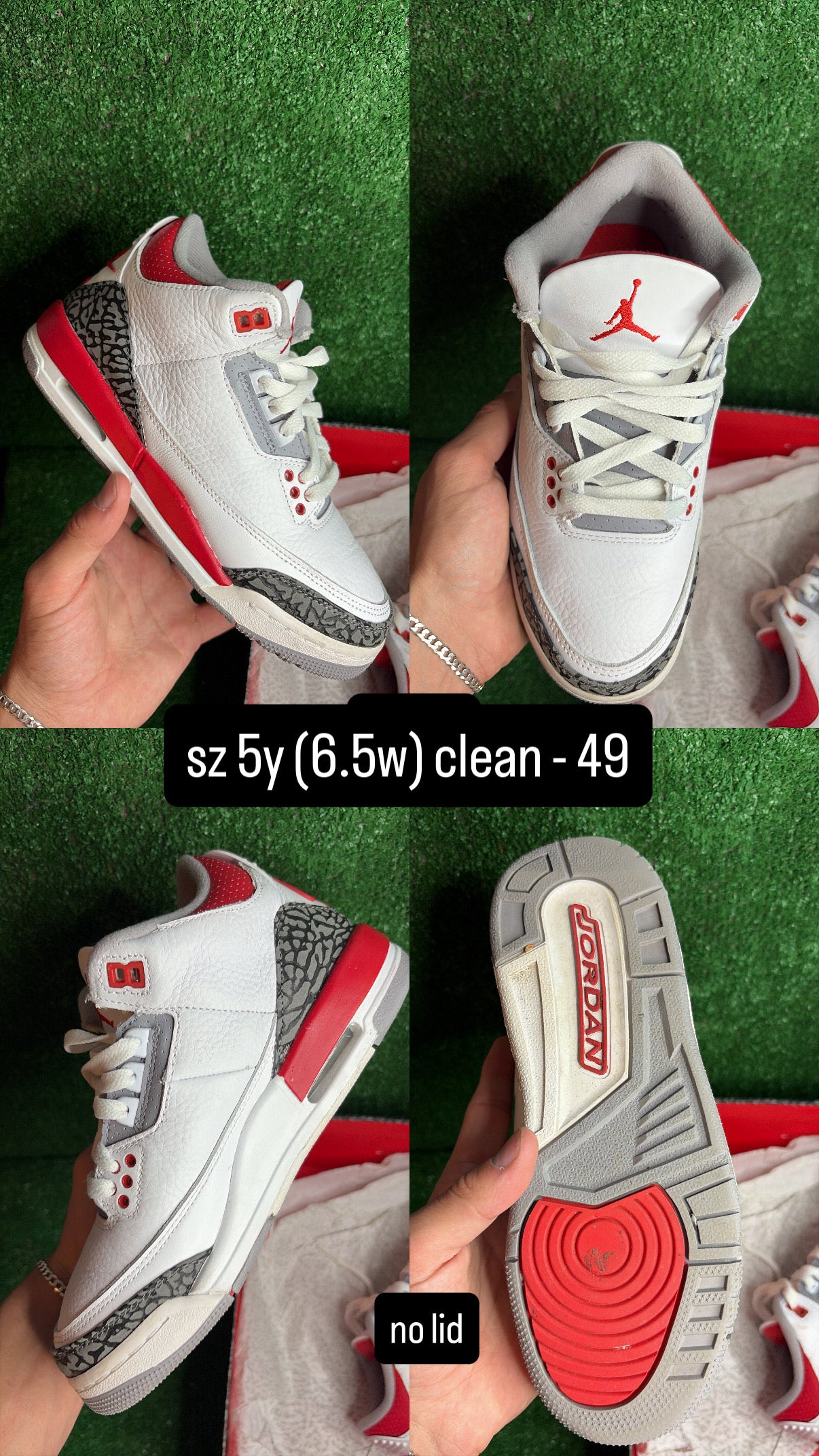 Jordan 3 Fire Red Size 5y (6.5w)