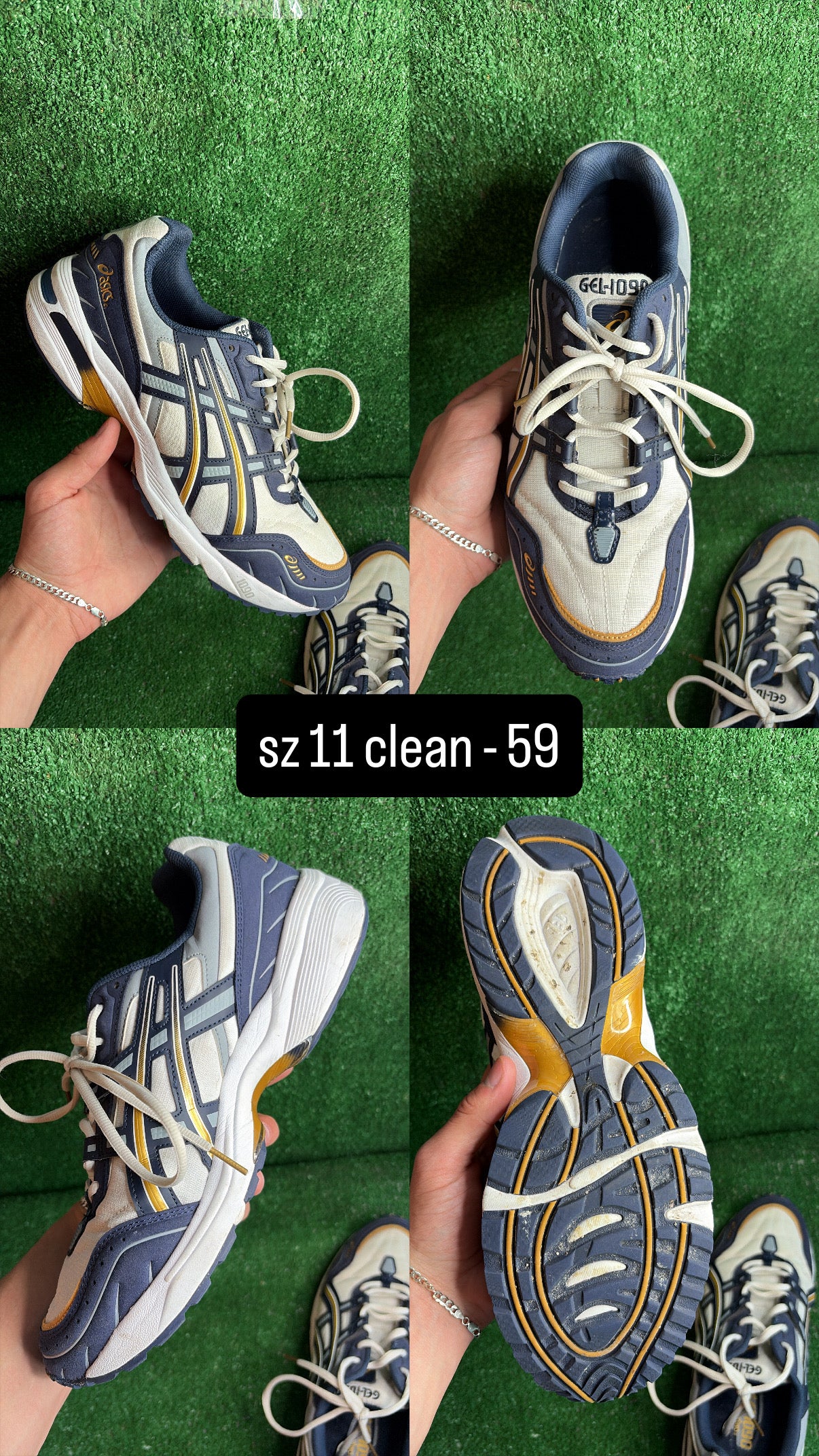 Asics Gel 1090 Navy Gold White Size 11