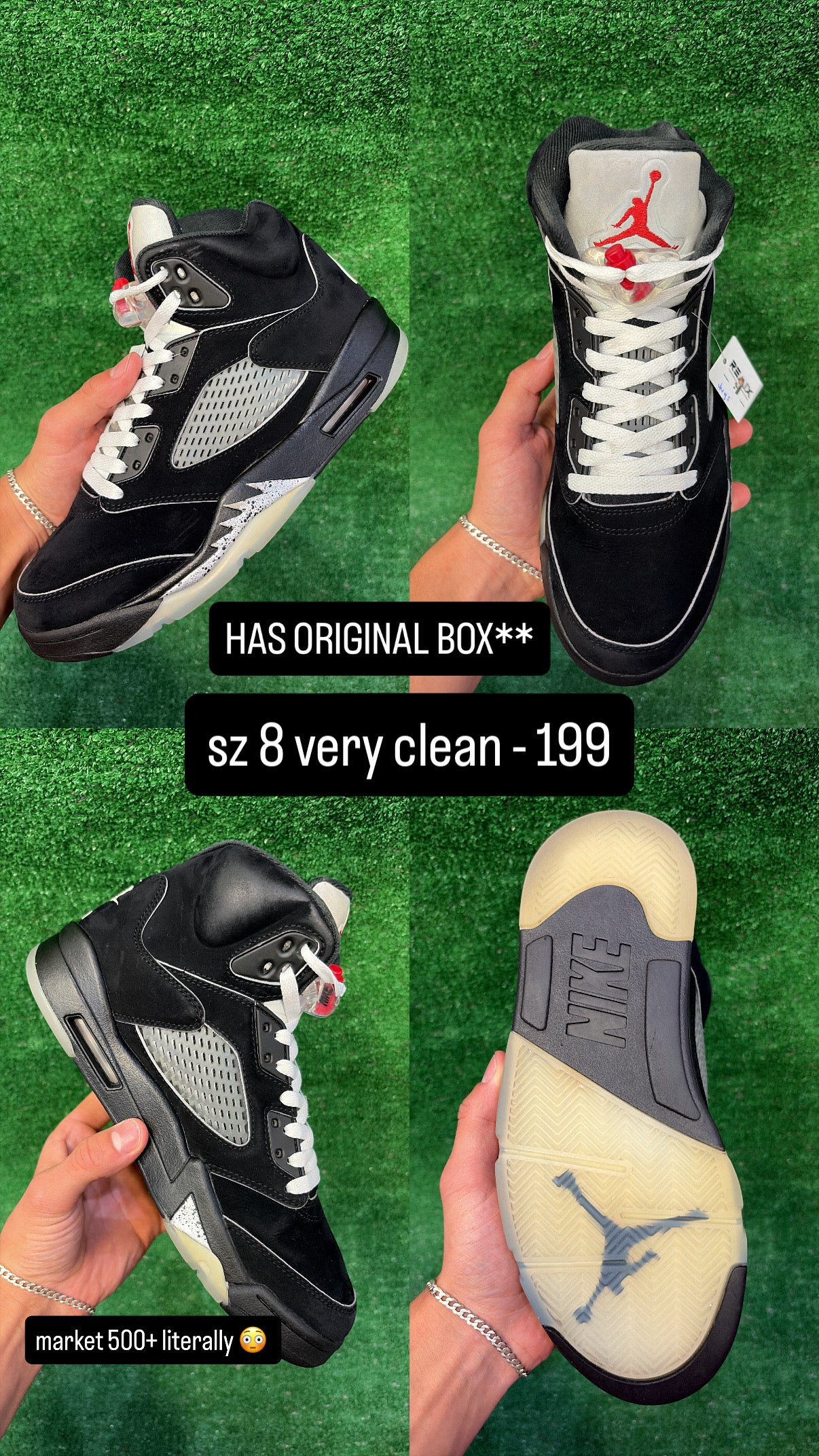 Jordan 5 Black Metallic Size 8