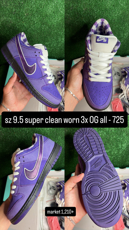 Nike Dunk Low SB Purple Lobster Size 9.5