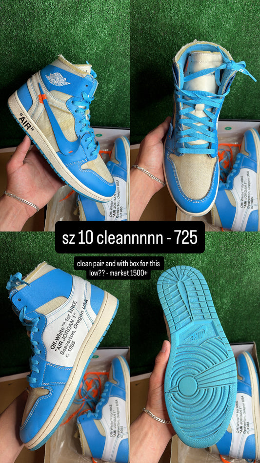 Jordan 1 High Off White UNC Size 10