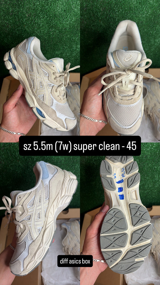 Asics Gel NYC Cream Tan Blue Size 5.5 (7w)