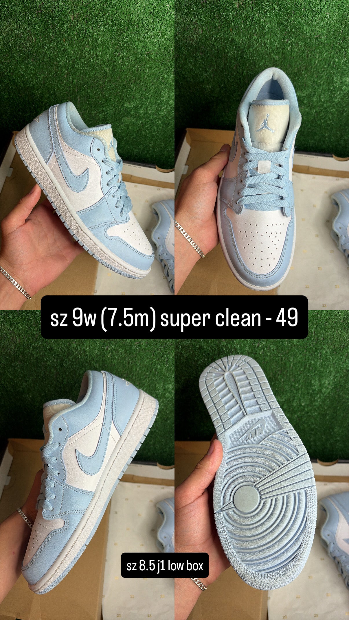 Jordan 1 Low Ice Blue Size 7.5m (9w)