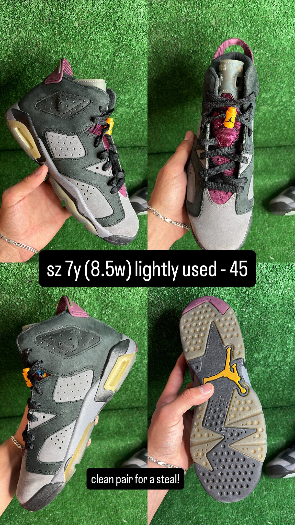 Jordan 6 Bordeaux Size 7y (8.5w)