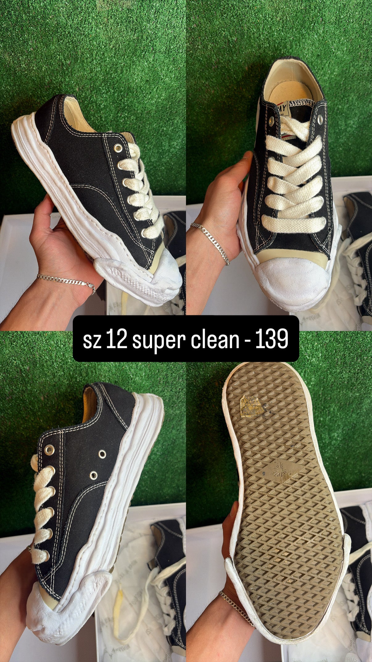 Mason Mihara Yasuhiro Sole Canvas Low Black White Size 12