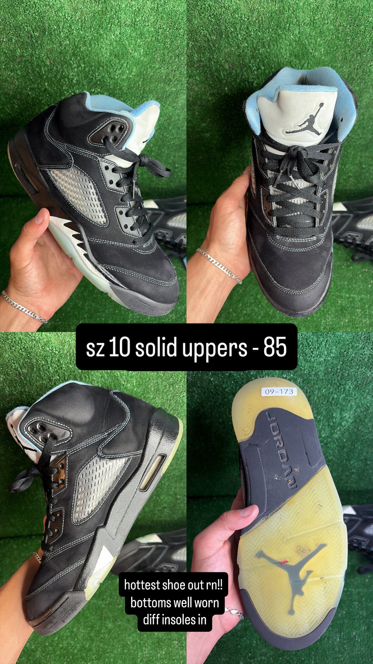 Jordan 5 Black University Blue Size 10