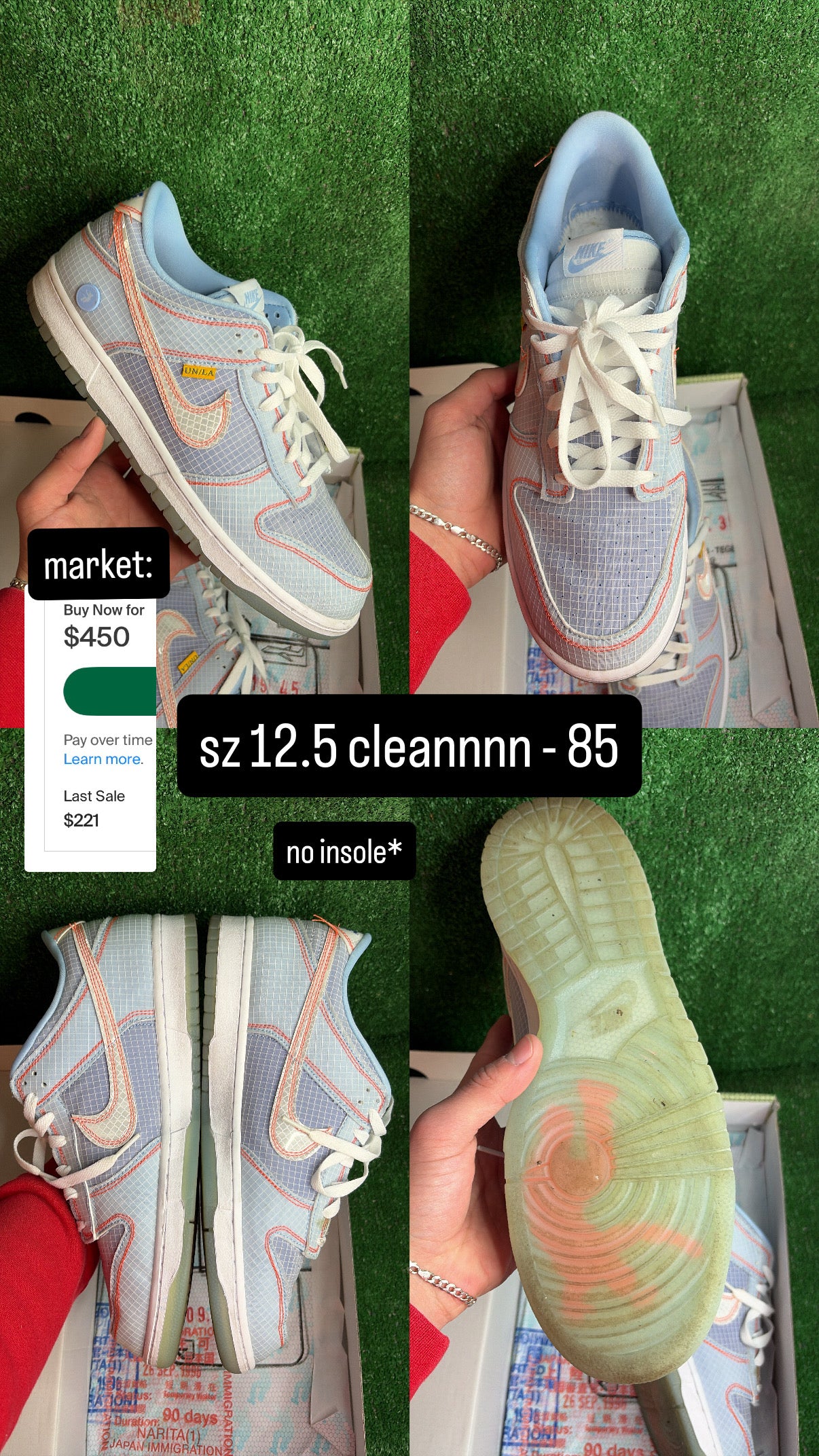 Dunk Low Union Passport Pack Argon Size 12.5