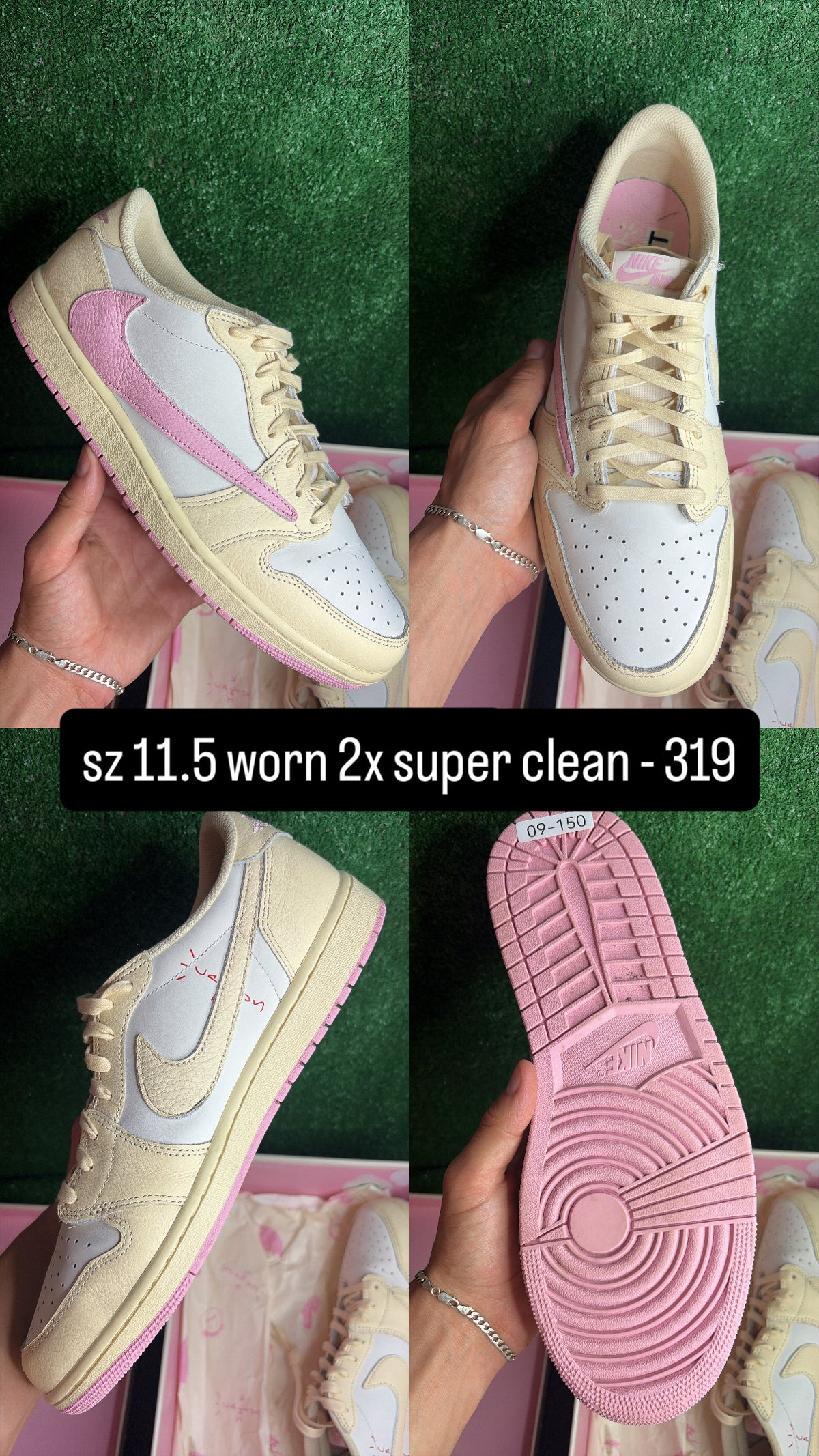 Jordan 1 Low Travis Scott Shy Pink Size 11.5