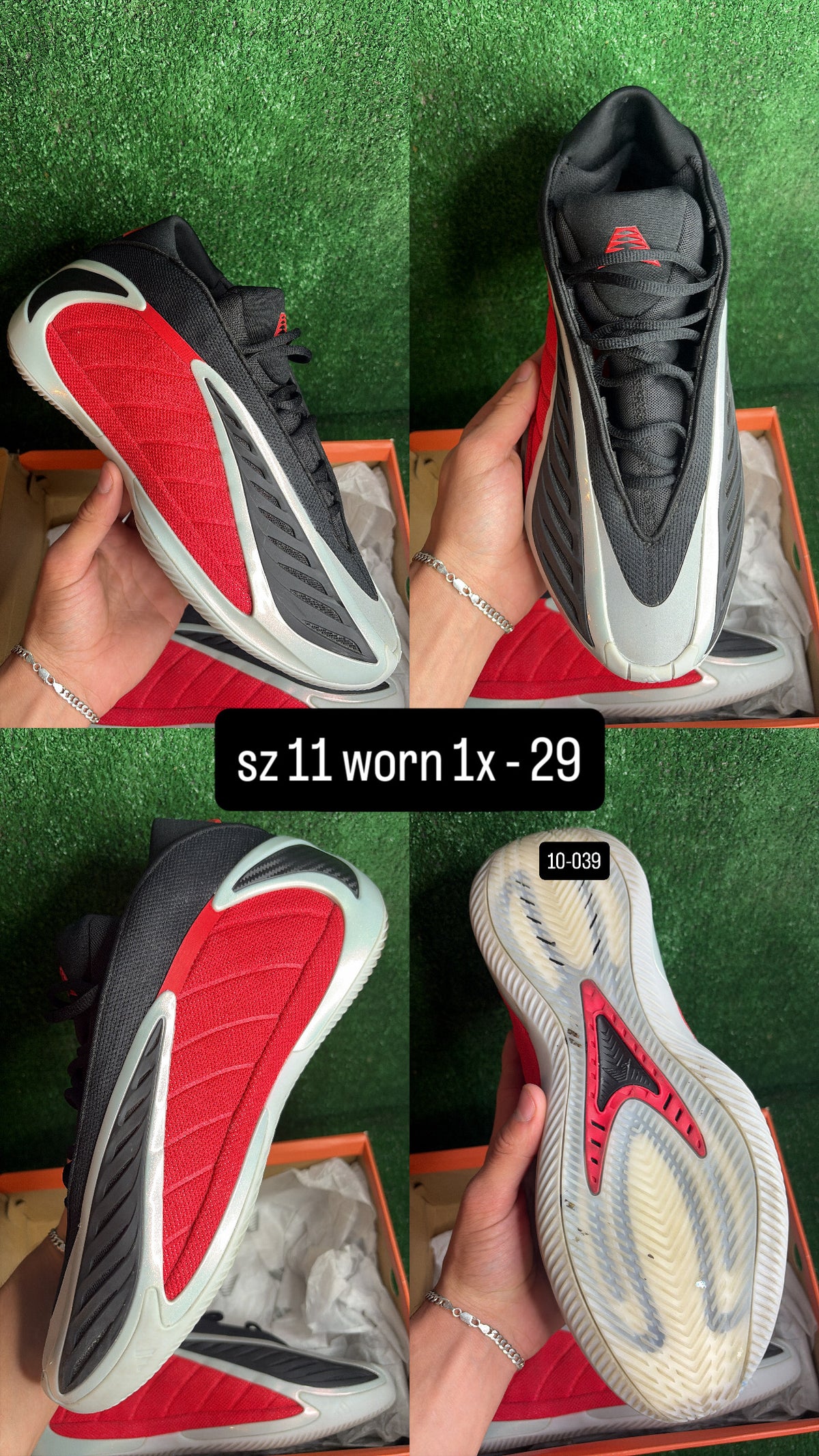 Adidas Anthony Edward’s 2 Silver Red Black Size 11