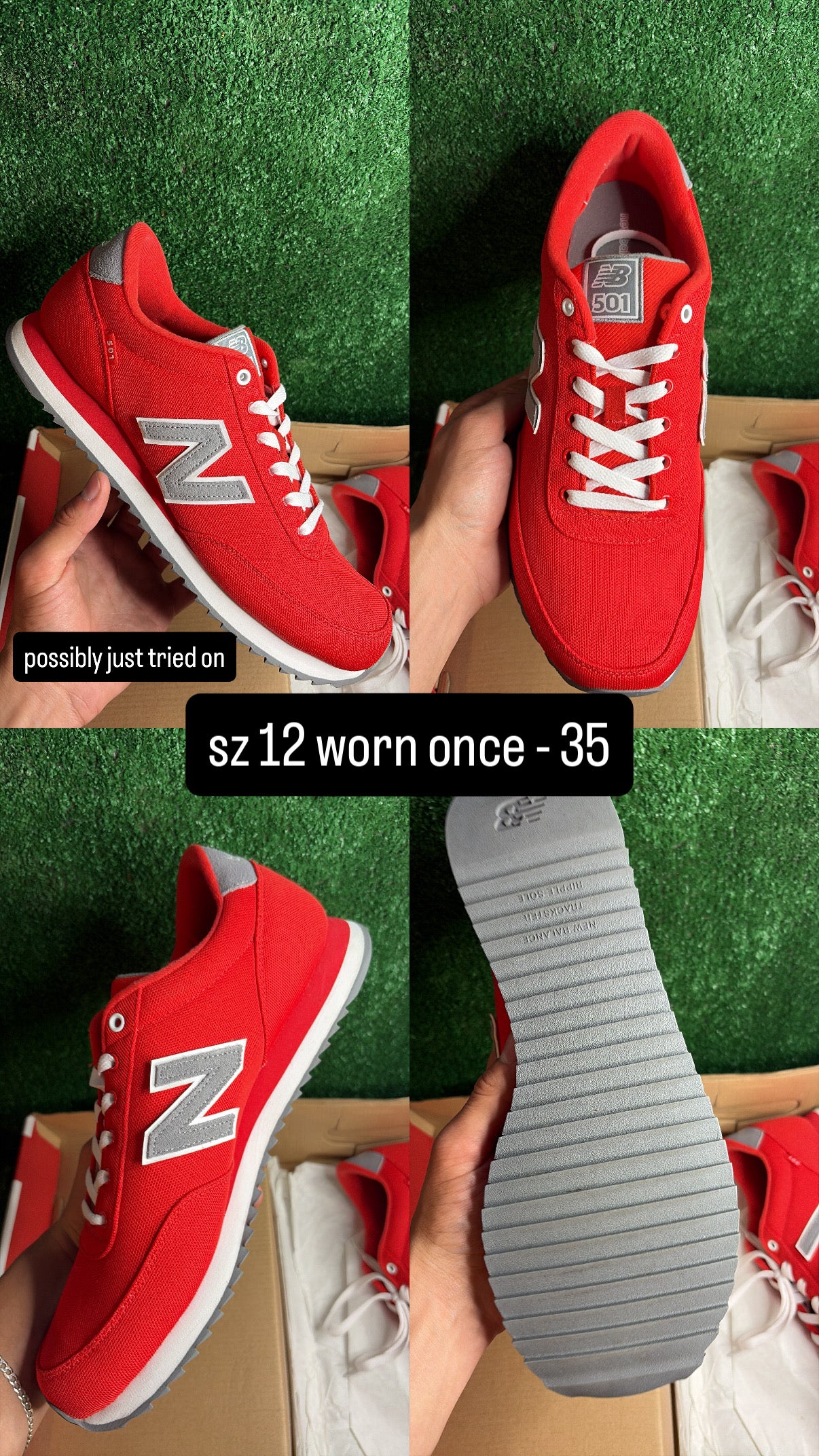 New Balance 501 Red Grey Size 12