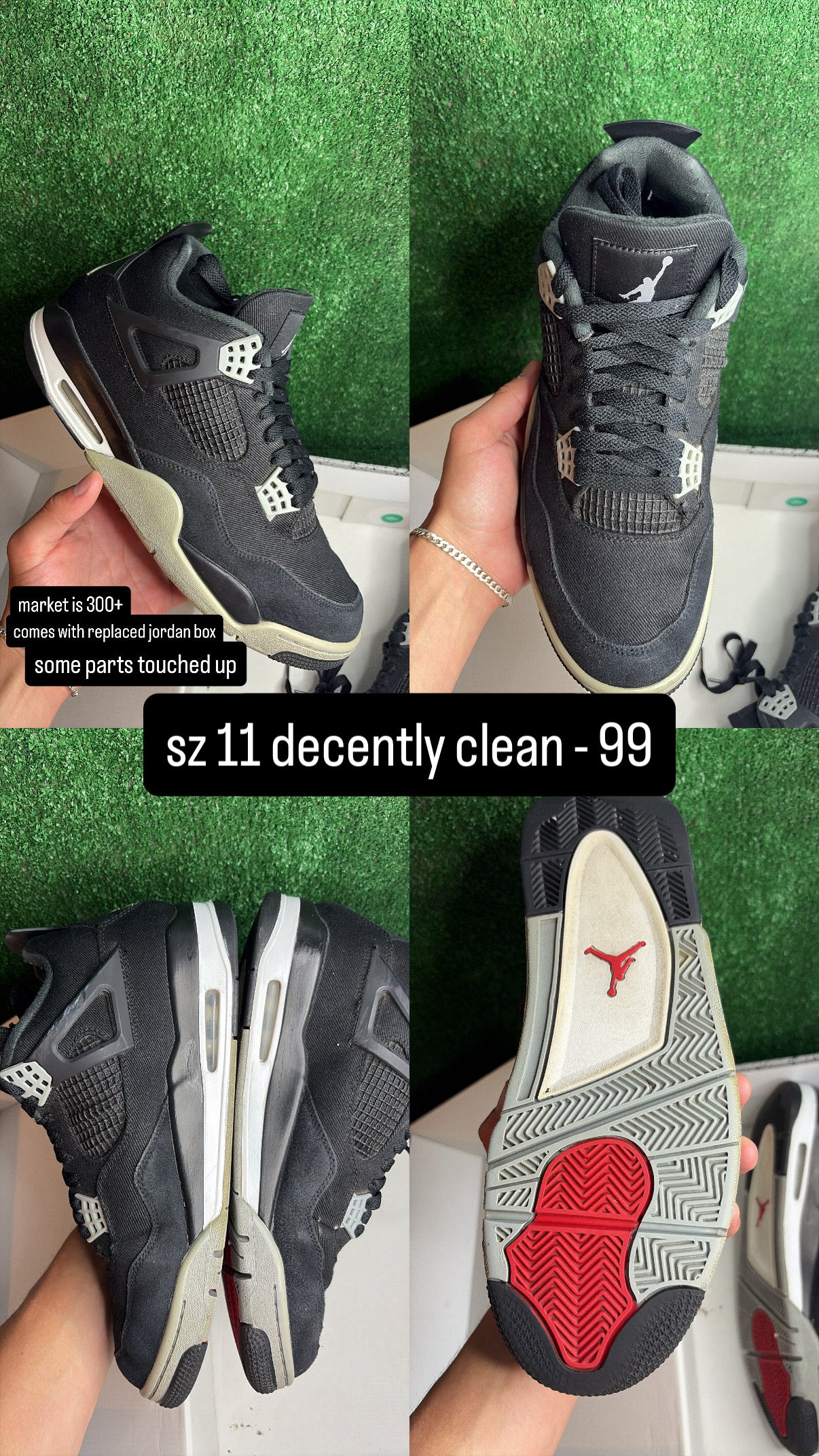 Jordan 4 Black Canvas Size 11