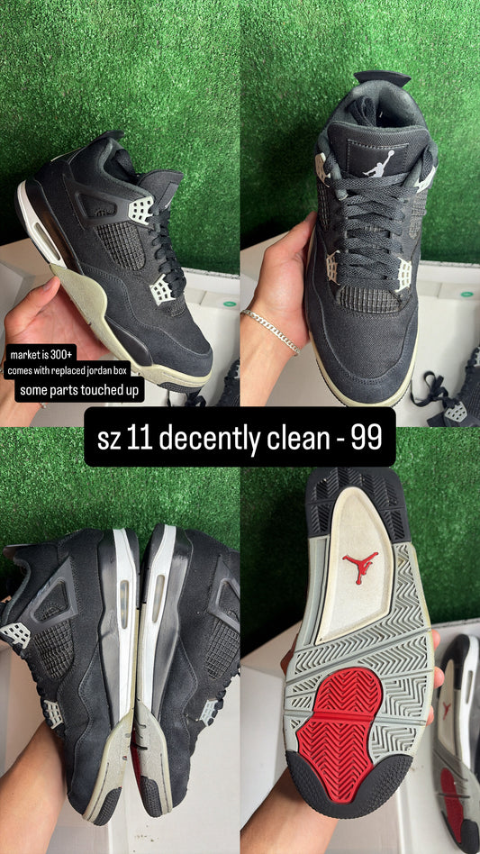Jordan 4 Black Canvas Size 11