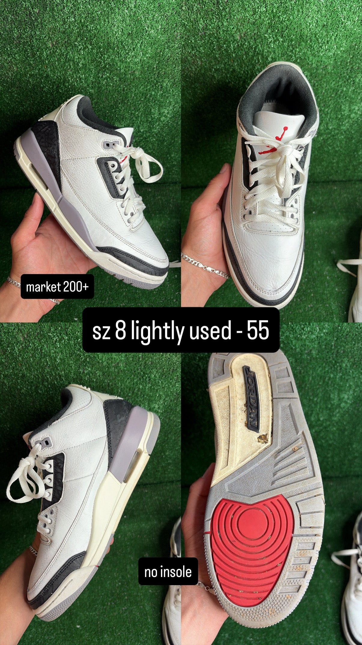 Jordan 3 Cement Grey Size 8
