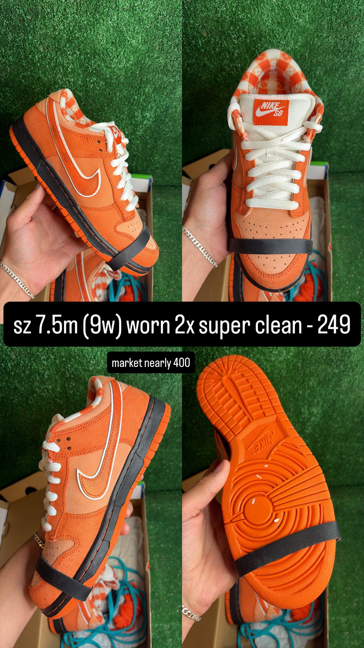 Nike Dunk Low SB Orange Lobster Size 7.5m (9w)