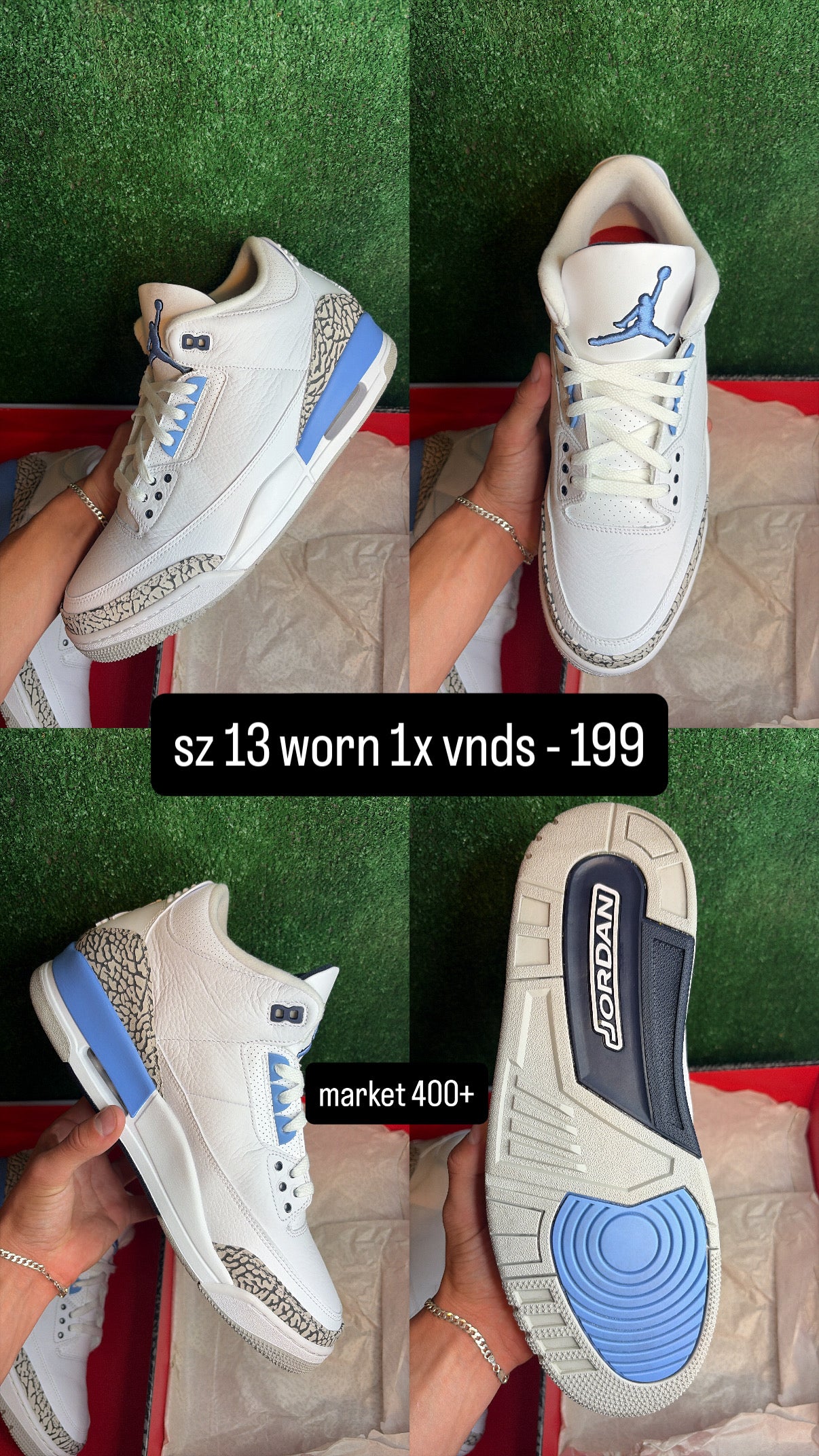 Jordan 3 UNC Size 13