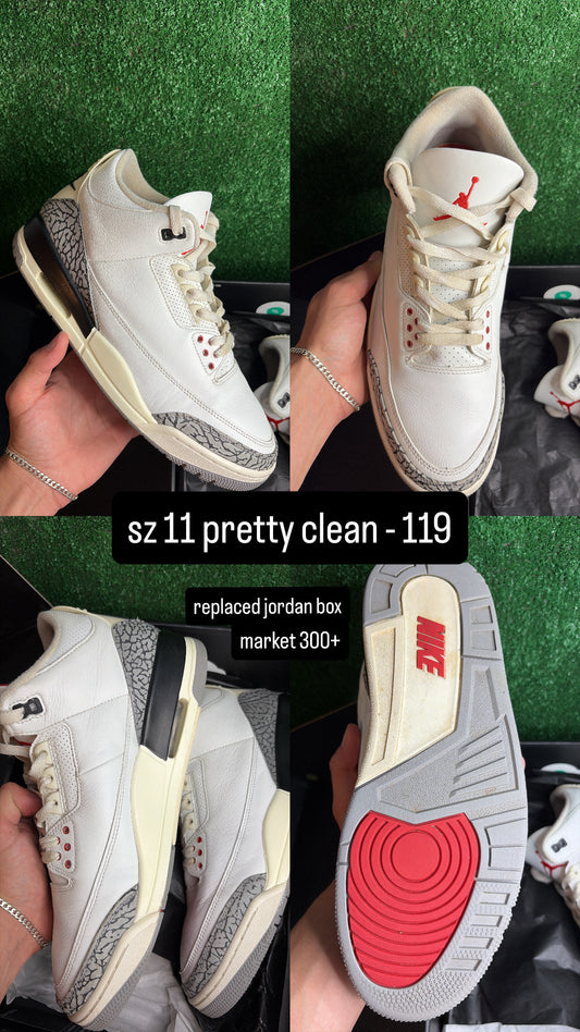Jordan 3 White Cement Size 11