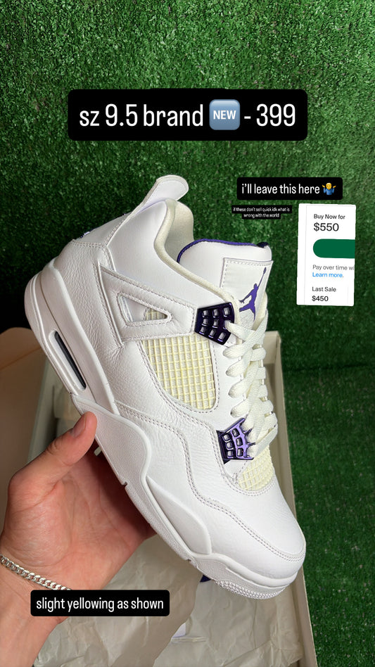 Jordan 4 Purple Metallic Size 9.5