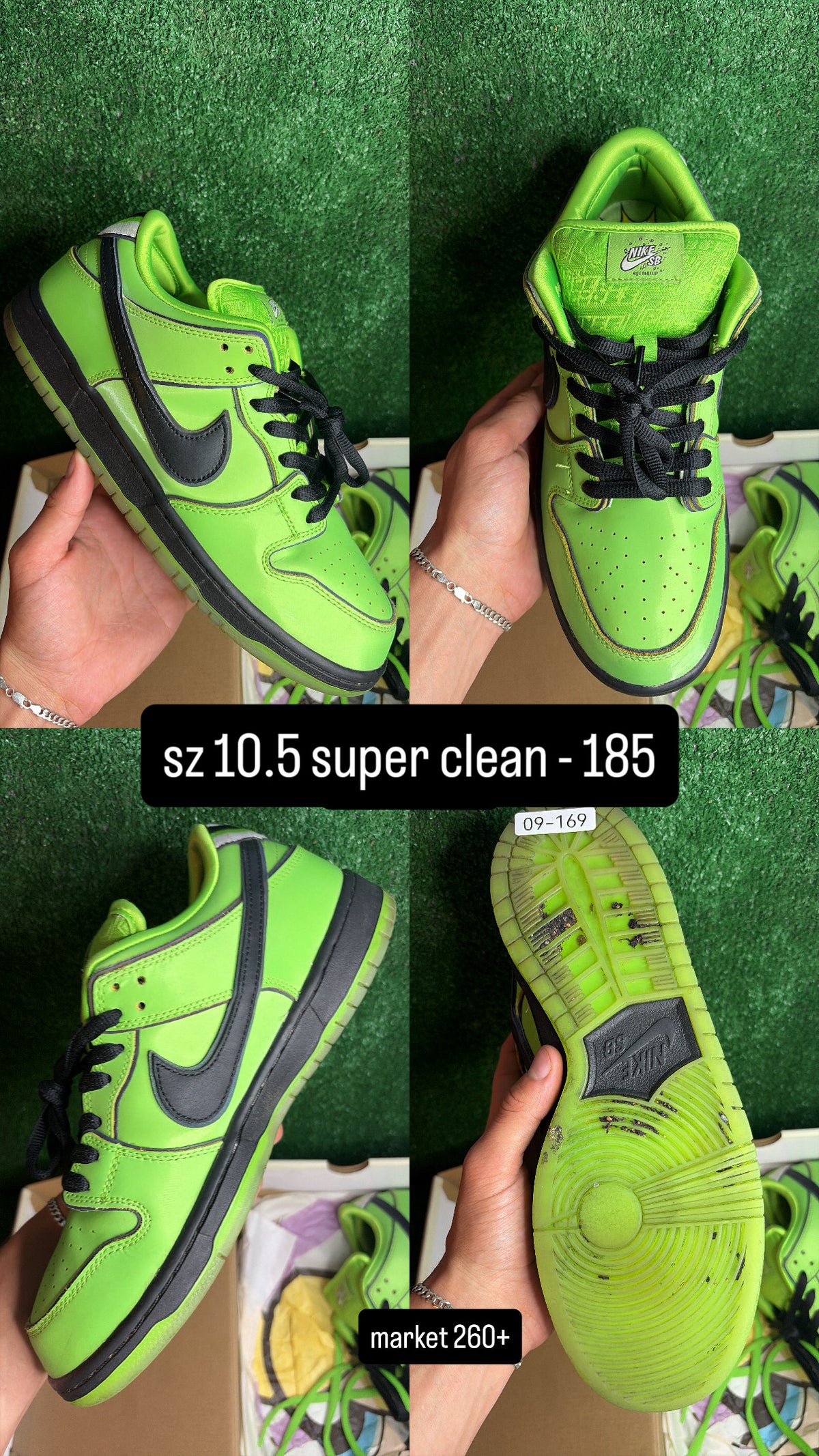 Nike Dunk Low SB Powerpuff Buttercup Size 10.5