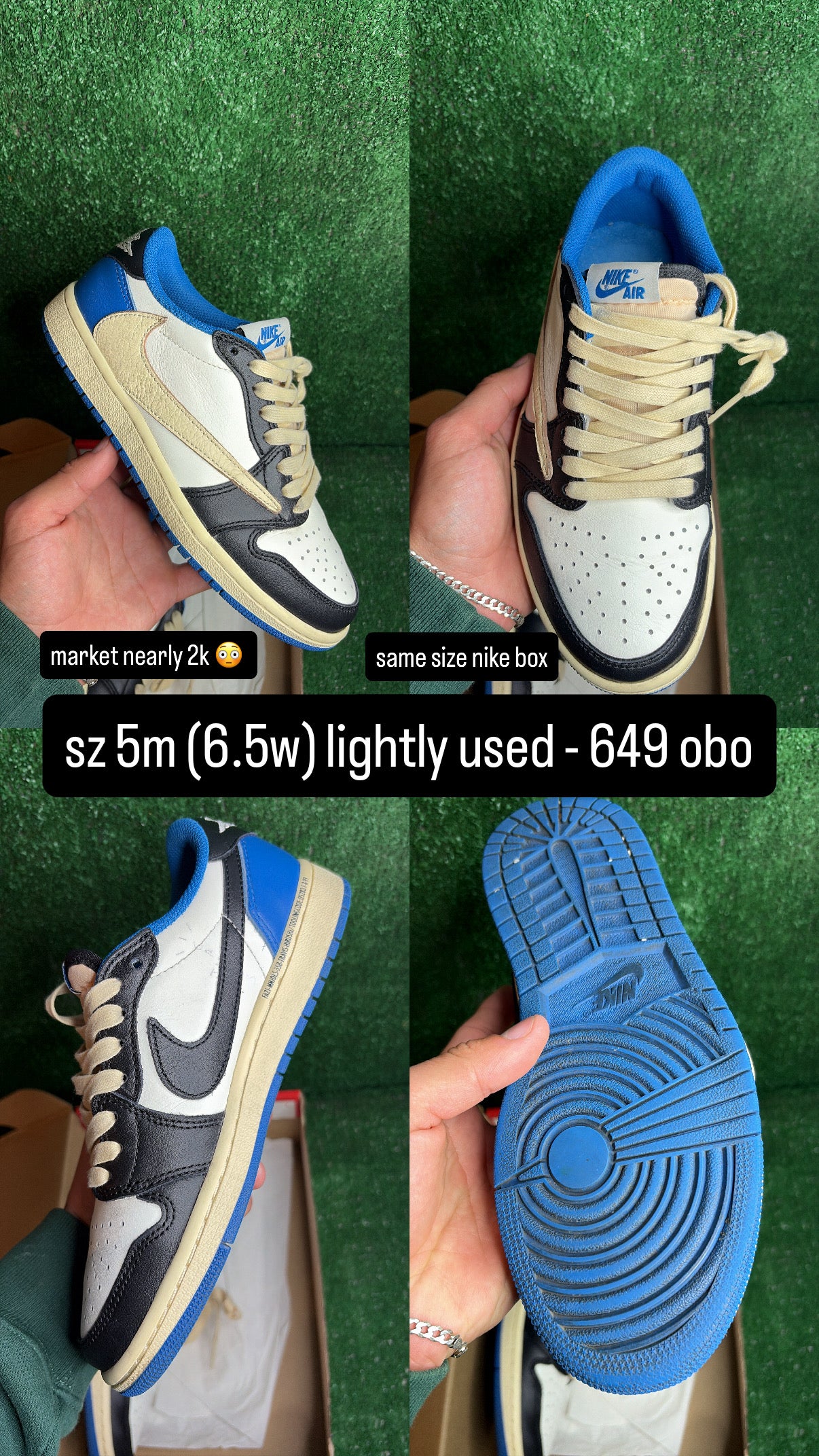 Jordan 1 Low Travis Scott Fragment Size 5m (6.5w)