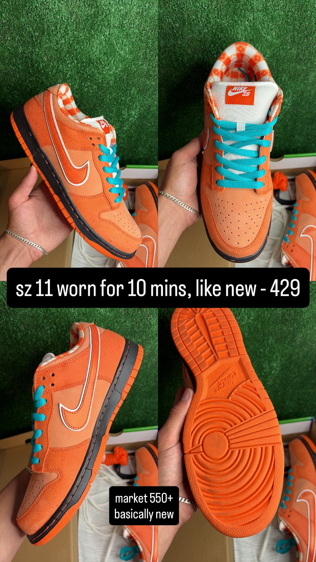 Nike Dunk Low SB Orange Lobster Size 11
