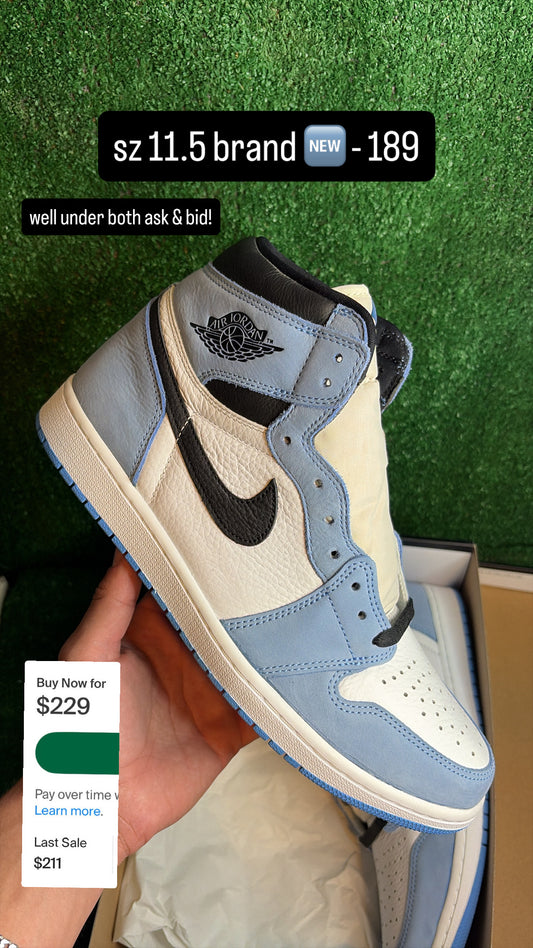Jordan 1 High University Blue Size 11.5