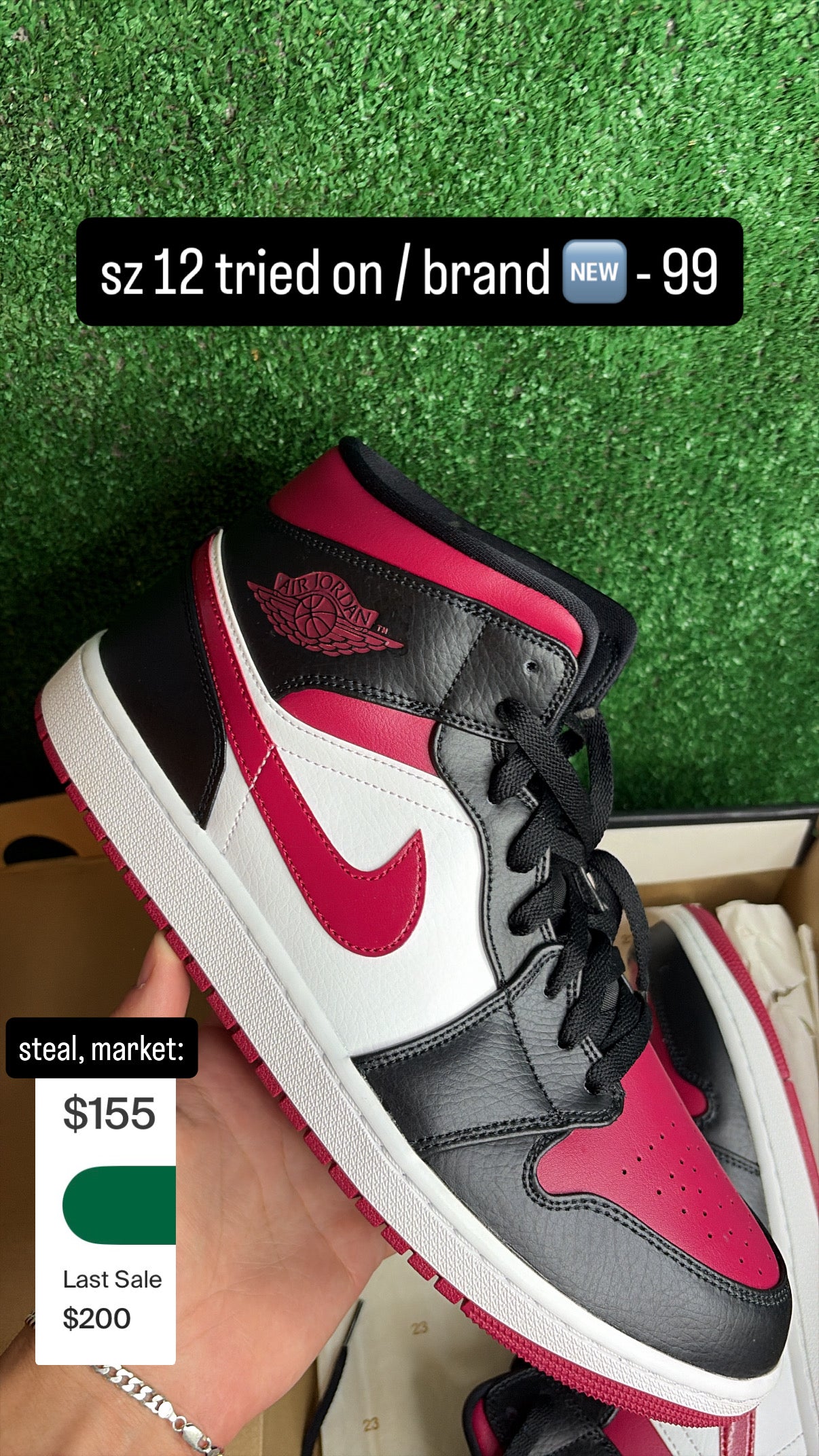 Jordan 1 Mid Bred Toe Size 12
