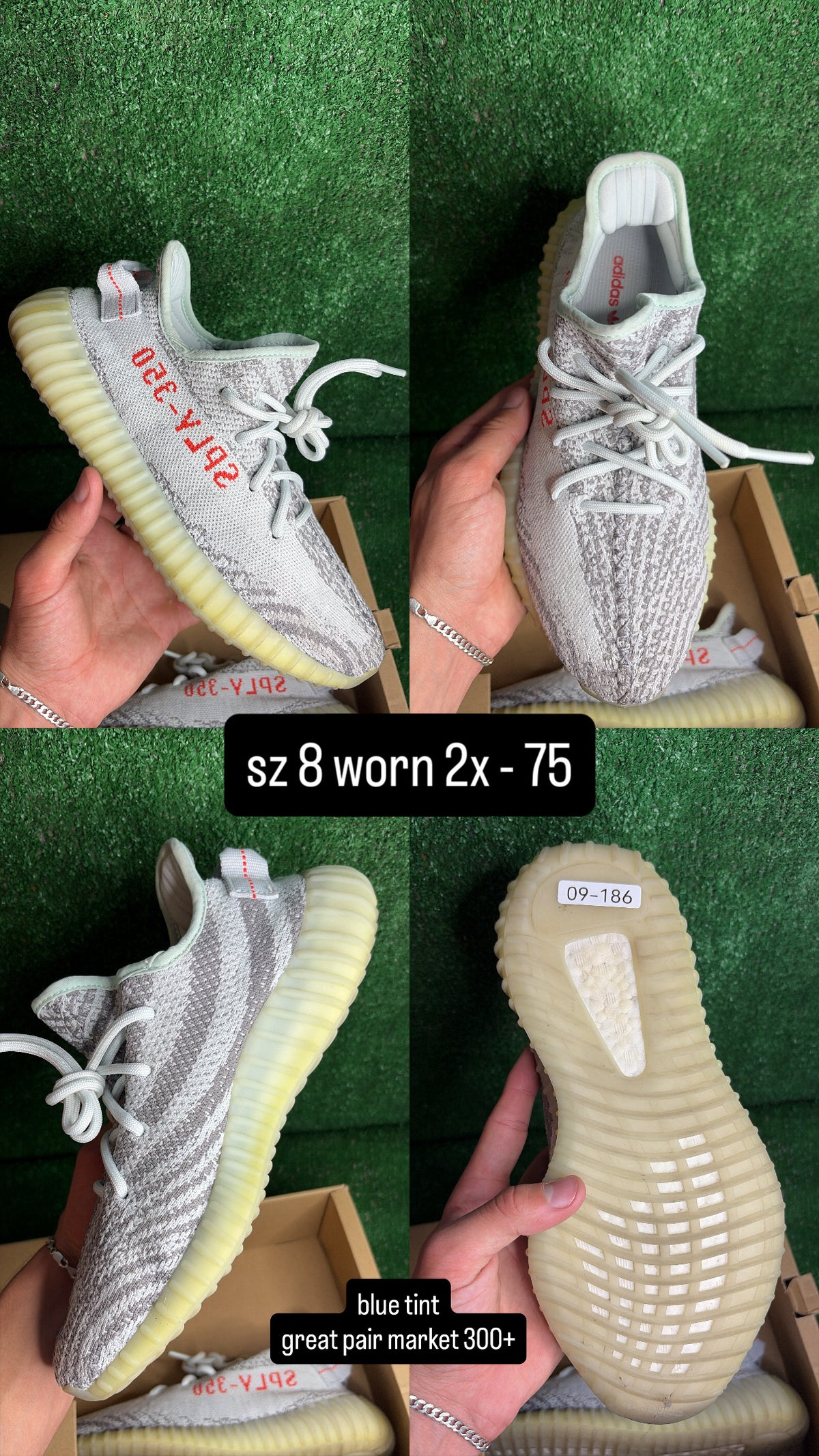 Yeezy 350 Boost V2 Blue Tint Size 8