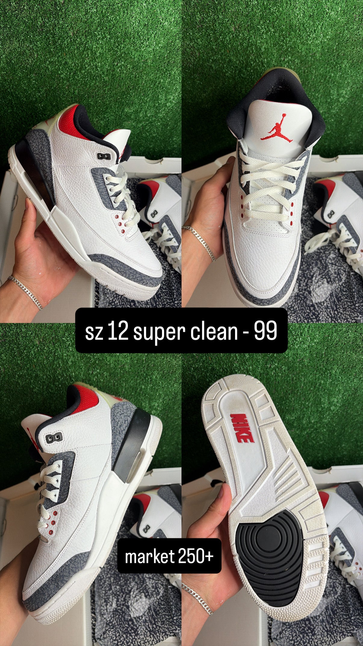 Jordan 3 Fire Red Denim Size 12