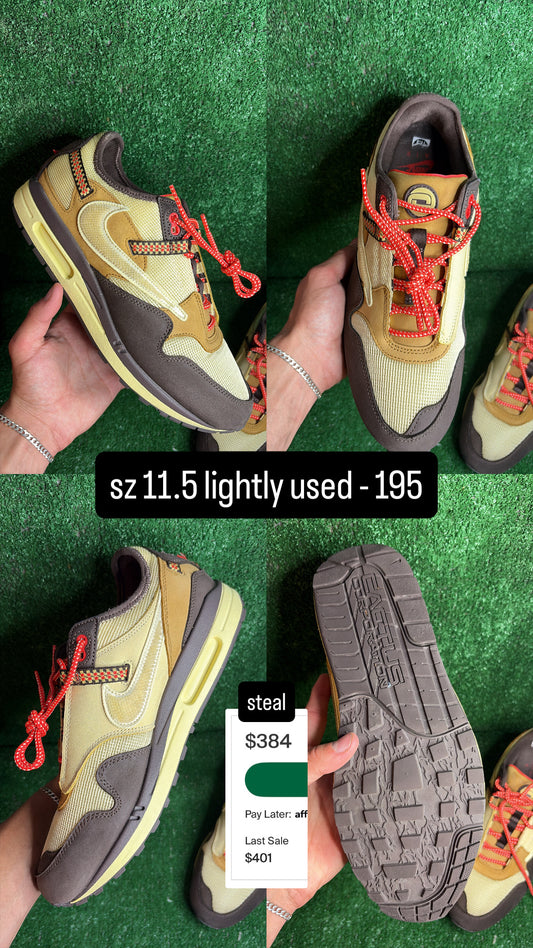 Nike Air Max 1 Travis Scott Baroque Brown Size 11.5