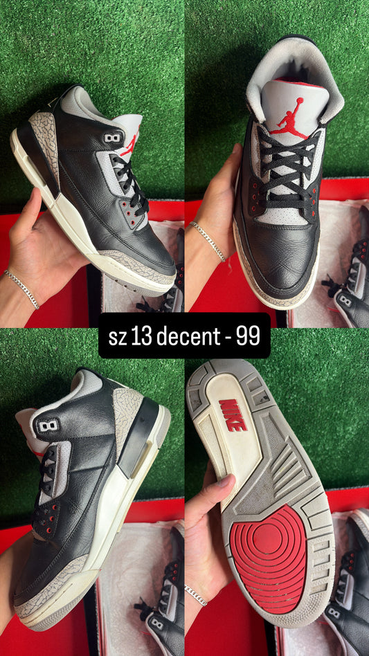 Jordan 3 Black Cement Size 13