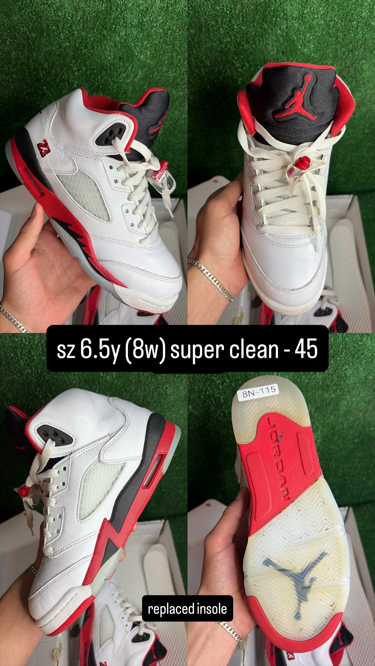 Jordan 5 Fire Red Size 6.5y (8w)