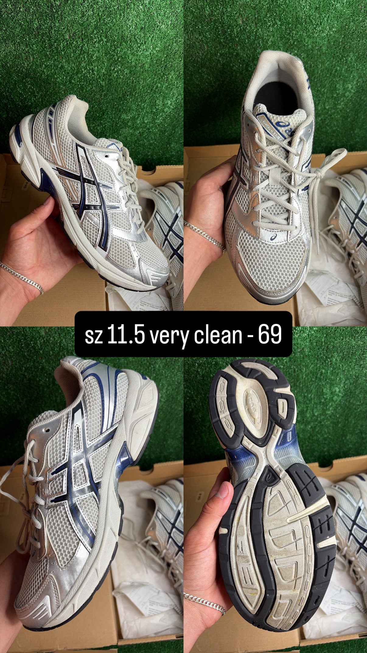 Asics 1130 Silver Blue Size 11.5