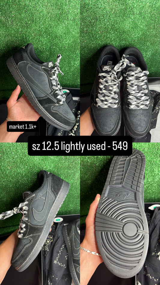 Jordan 1 Low Travis Scott Black Phantom Size 12.5