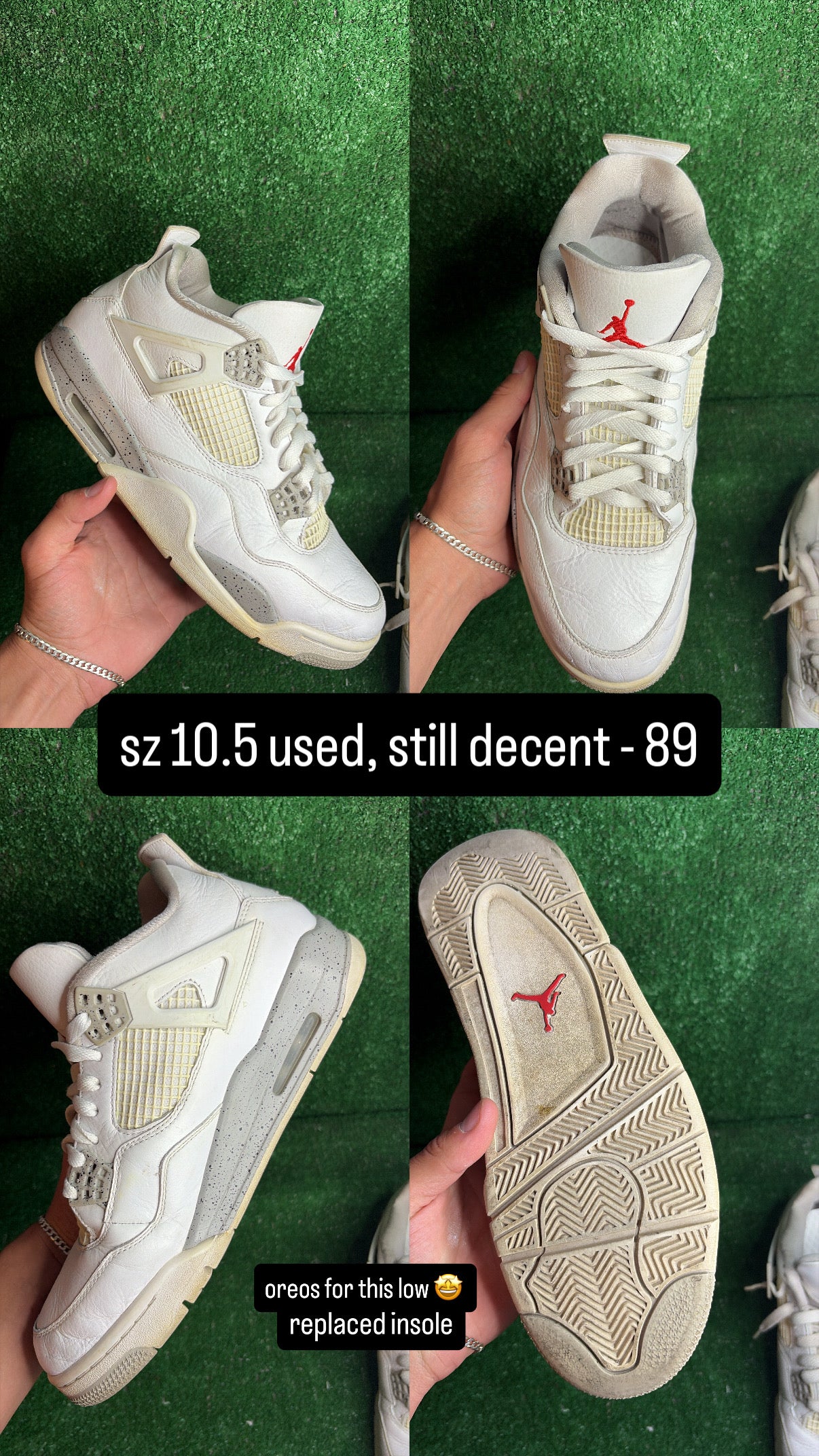 Jordan 4 White Oreo Size 10.5